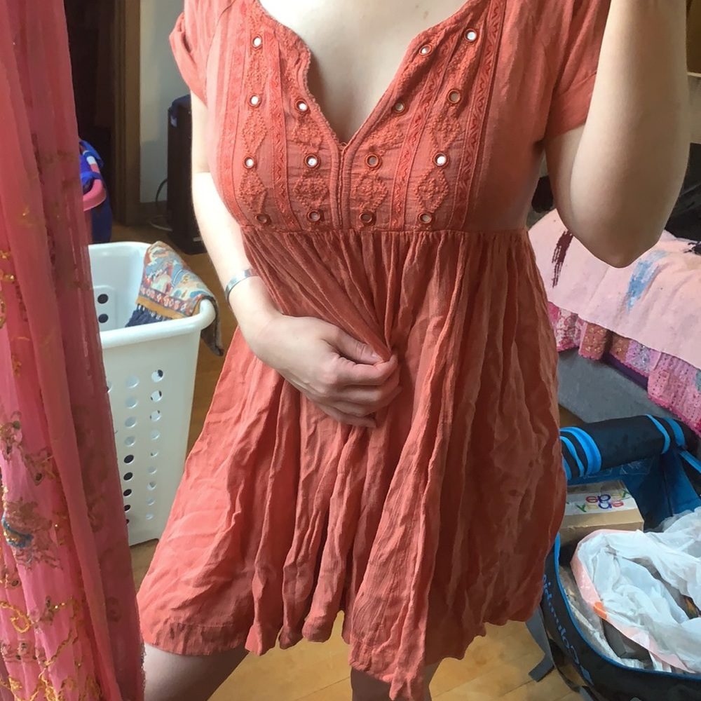 RARE Free people mirrored embroidered bohemian dress